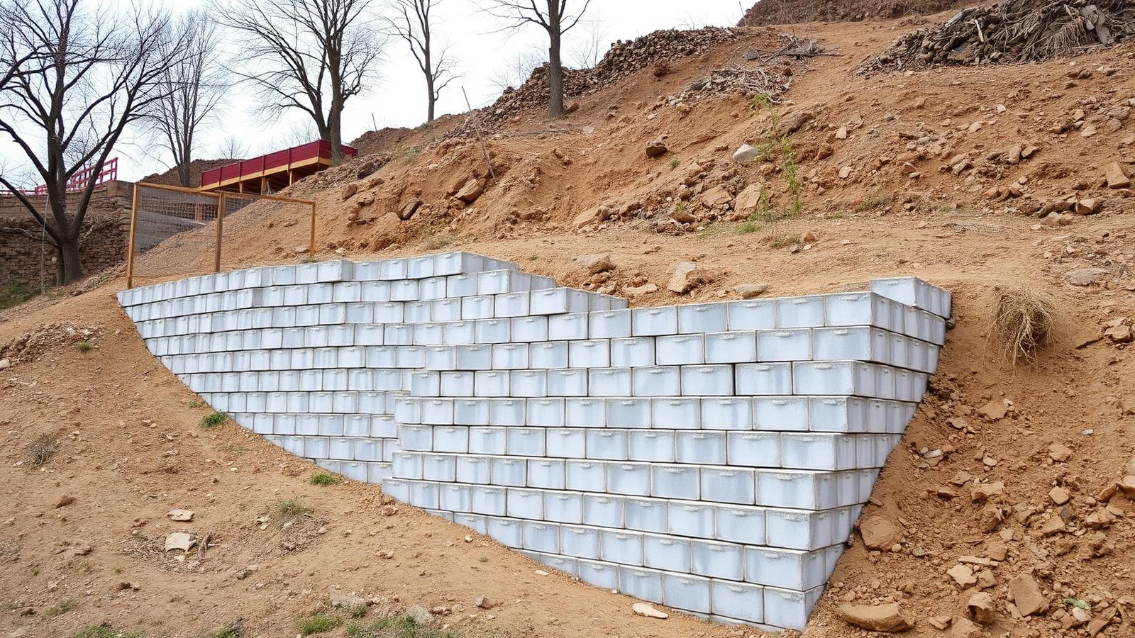 Muro de contenção em concreto executado em talude