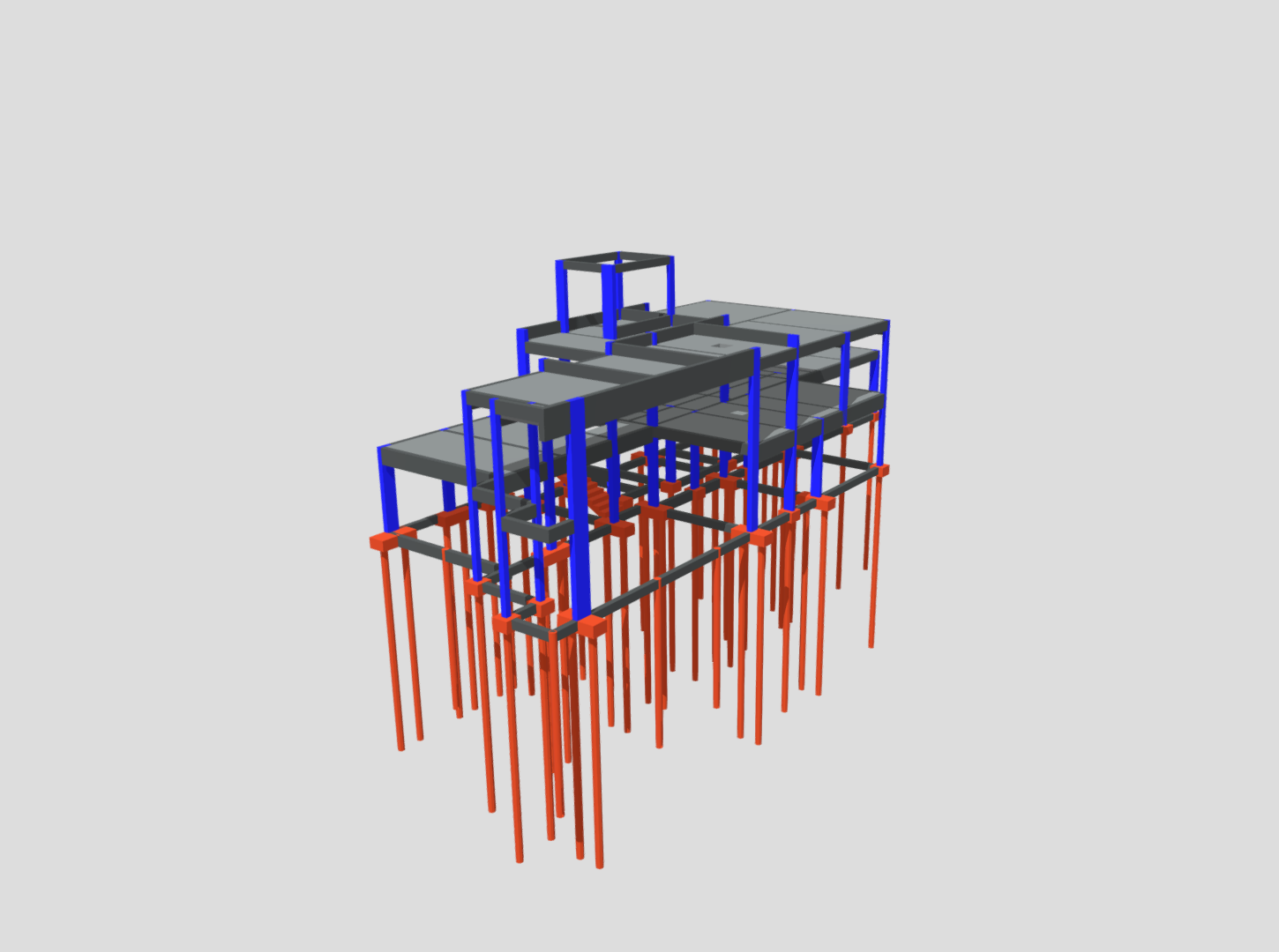 Modelo estrutural 3D — Sobrado em Concreto Armado